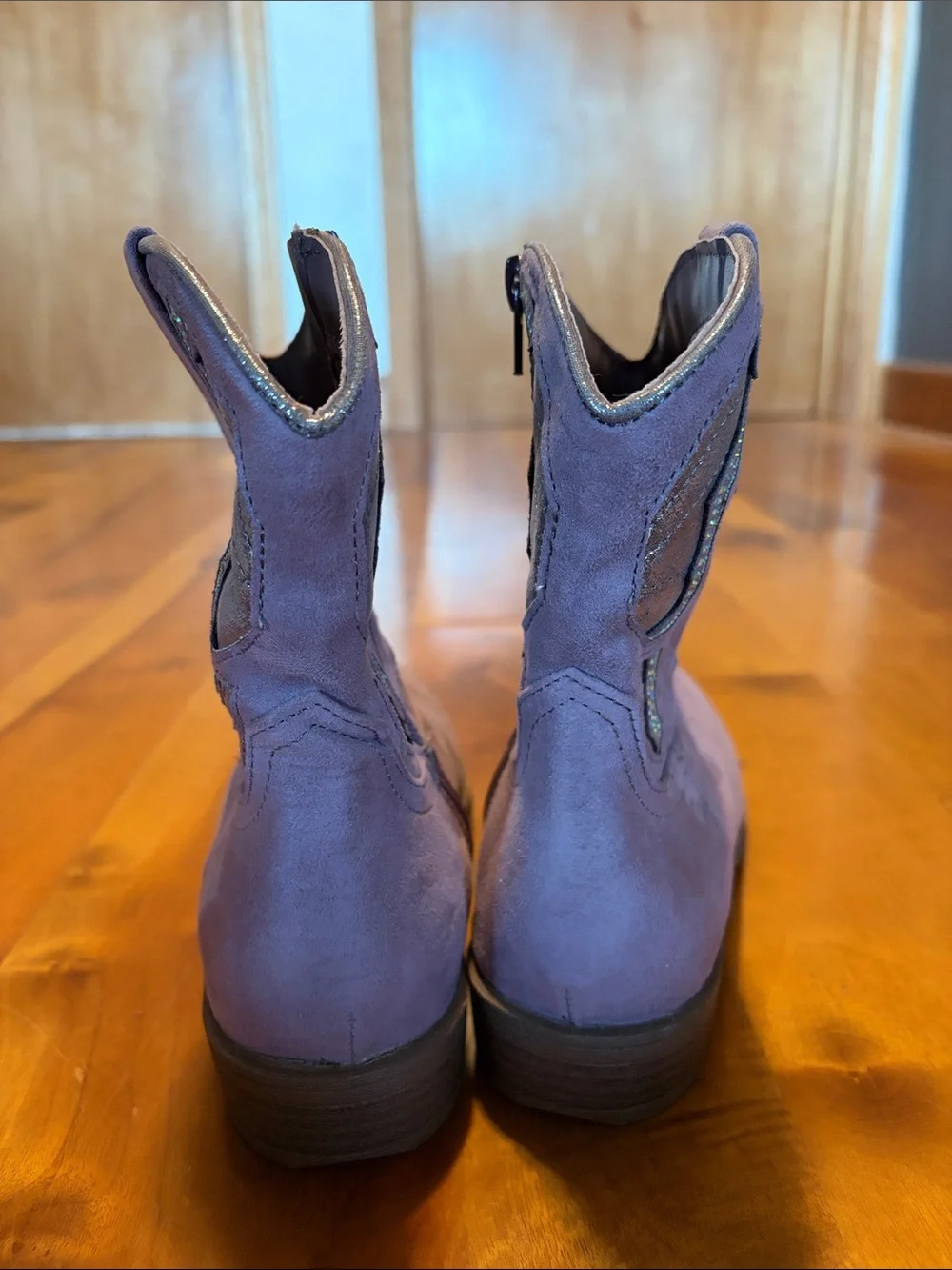 Madden Girls' Lavender Suede Western Ankle Boots Size 5